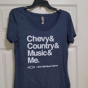 Chevy& Country& Music& Me,  2014 CMA Music Festival, P2p 17" L 25" black tee
